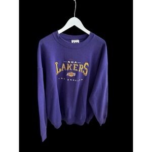 VTG 90s Nutmeg Mills Men's XL Embroidered LA Lakers Sweatshirt NBA Stains